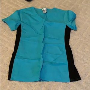 • Blue and Black Scrub Top •